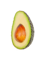 Avocados levitate in air on white background. Concept of vegetable levitation.