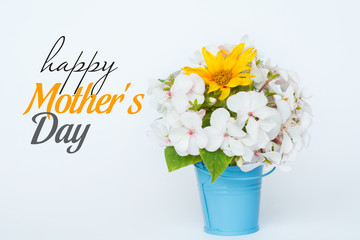 Happy Mother's Day card sunflower in a color bucket