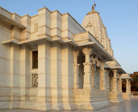 View of the side of public Lakshmi Narayana Hindu Temple (Birla Mandir) in Jaipur, Rajasthan. India.