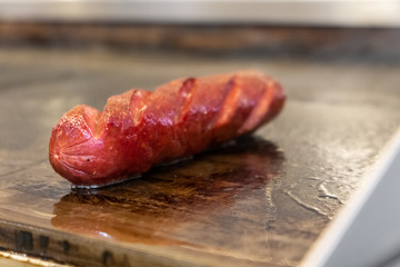 Sausage cooked to make hot dog