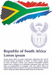 Flag of South Africa, Republic of South Africa. Template for award design, an official document with the flag of South Africa. Bright, colorful vector illustration.