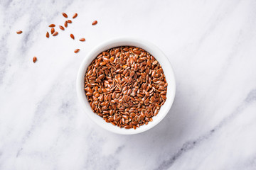 Flax seeds in white  bowl