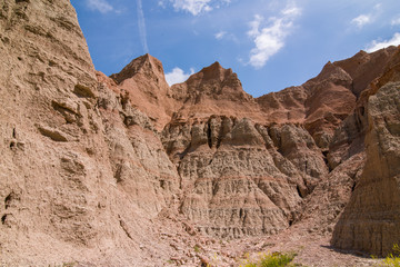 Fototapeta premium Badlands National Park - Landscape of grasslands and eroded rock formations