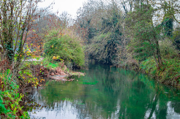 The small river and canal in canterbury town of kent