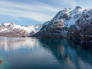 Fjord and mountain in Lofoten, Norway