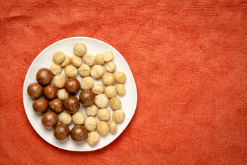 macadamia nuts on a white plate