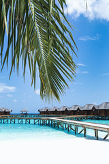 Fototapeta na wymiar water bungalows at maldivian island