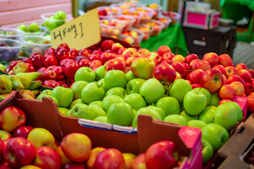 The apples and other fruits being sold in canterbury market