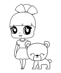 Obraz premium cute little doll with bear animal