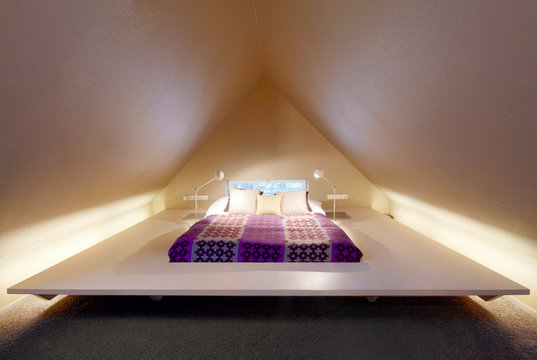 Bed in modern bedroom