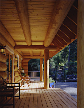 Log cabin porch
