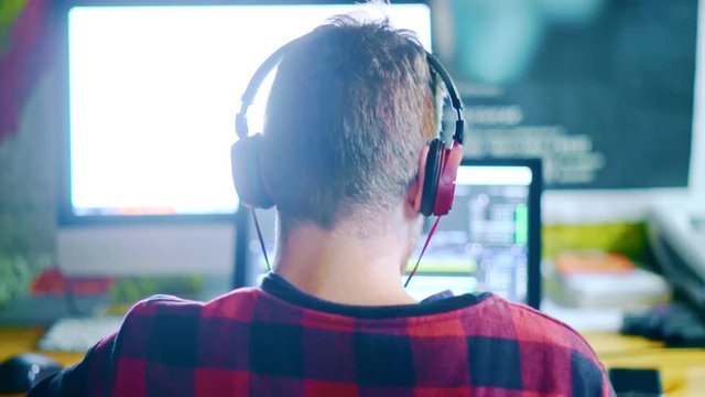 Home studio of an amateur video editor