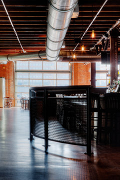 Banister in empty bar
