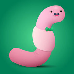 Cute cartoon smiling worm