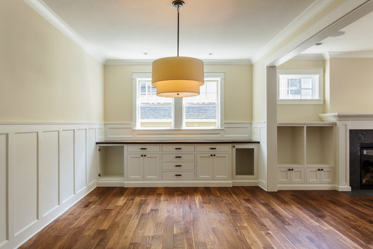 Built-in shelves in dining room