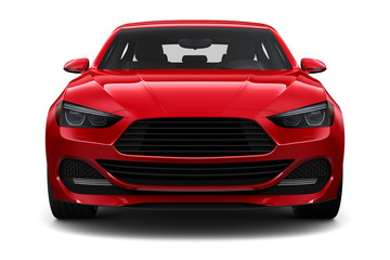 Red elegant car - front view closeup shot 