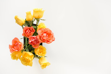 Bouquet of roses on white background