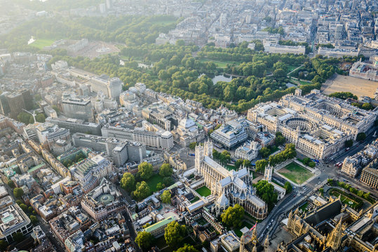 Aerial view of London cityscape, England