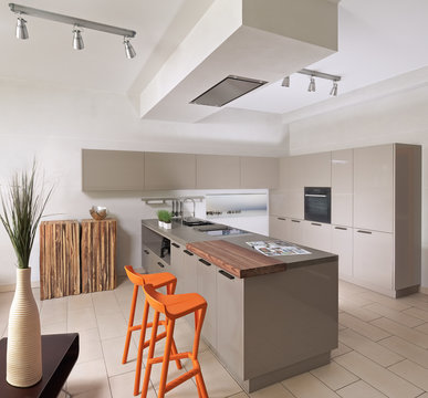 Countertop and cabinets in modern kitchen