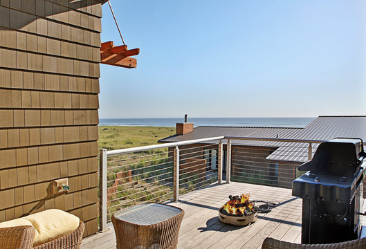 Grill and patio with ocean view