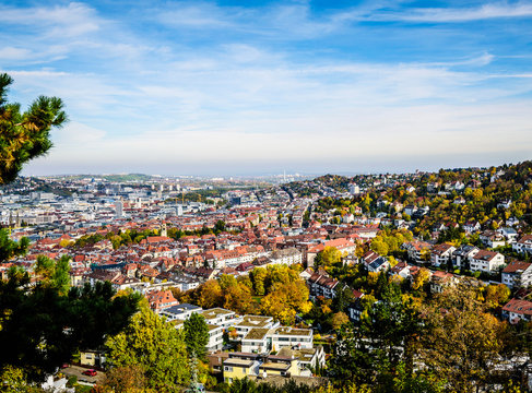 Aerial view of Stuttgart cityscape, Baden Wurttemberg, Germany