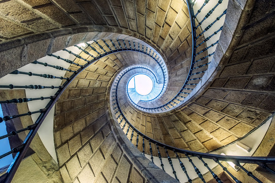 Low angle view of spiral staircase