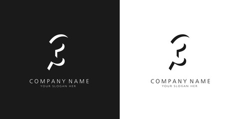 3 logo numbers modern black and white design	