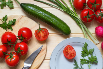 Healthy food ingredients prepared for cooking