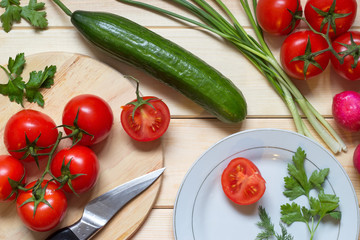 Vegetables and greens for vegetarian breakfast