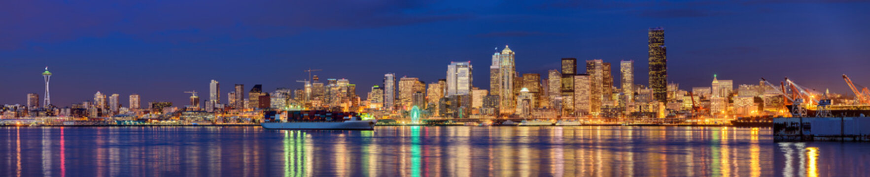 Number 12 illuminated in highrise, Seattle, Washington, United States