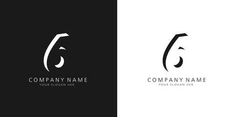 6 logo numbers modern black and white design	