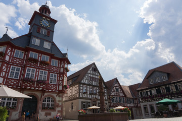 Historische Fachwerkhäuser am Marktplatz in Heppenheim / Bergstrasse