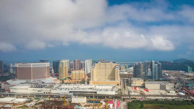 sunny day macay city famous hotel area construction aerial panorama 4k timelapse china 