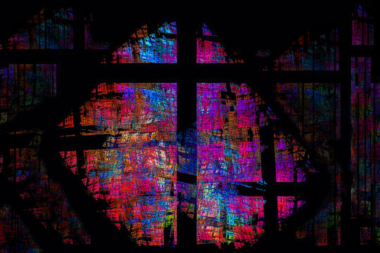 Abstract Stained Glass With Cross