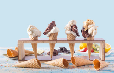 different amount of ice cream in cones