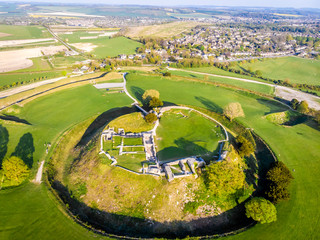 Aerial view of Old Sarum in England