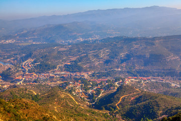 aerial view of settlement at the mountains