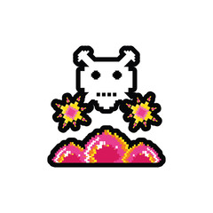 video game danger skull pixelated