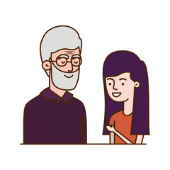 girl and grandfather avatar character