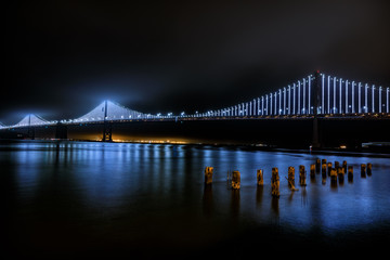 Bay Bridge at Night with Pylons