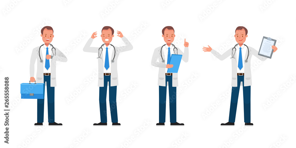 Poster doctor vector character design. presentation in various action. no2