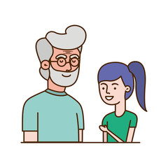 girl and grandfather avatar character