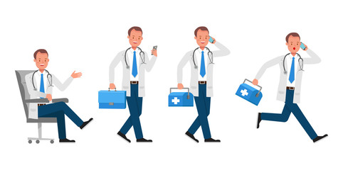 Doctor vector character design. Presentation in various action. no4