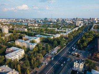 Voronezh city in summer day, aerial view from drone