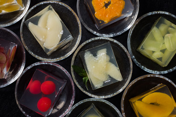 きれいなフルーツゼリー　Colorful sweet delicious fruit jelly