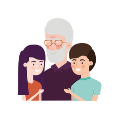 Fototapeta premium grandfather with children avatar character