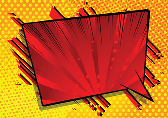 Vector illustrated retro comic book background with big colorful speech bubble, pop art vintage style backdrop. © noravector