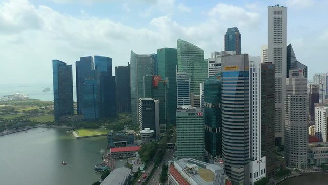 sunny singapore city downtown marina bay panorama 4k 