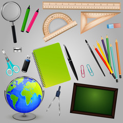 Collection of school supplies design