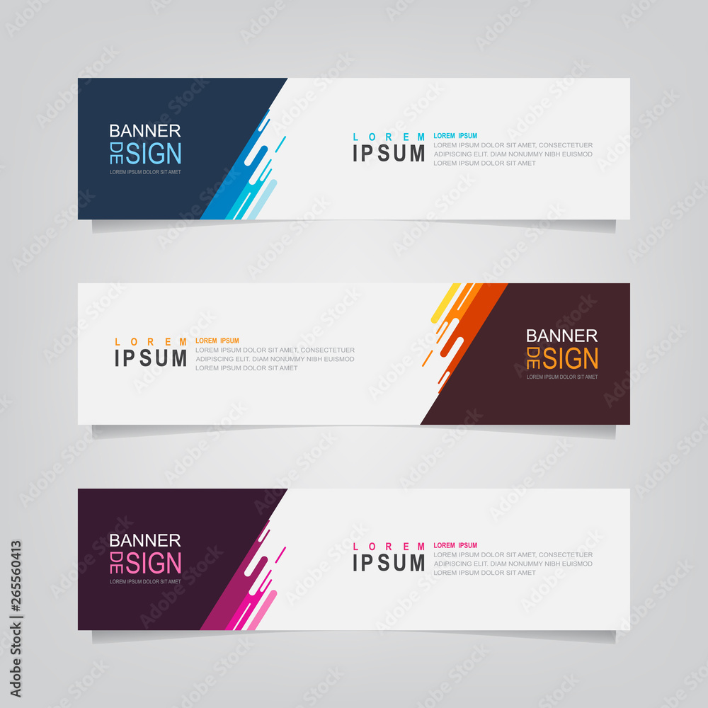Fototapete Vector abstract banner design template. Collection of web banner template. Abstract geometric web design banner template. 